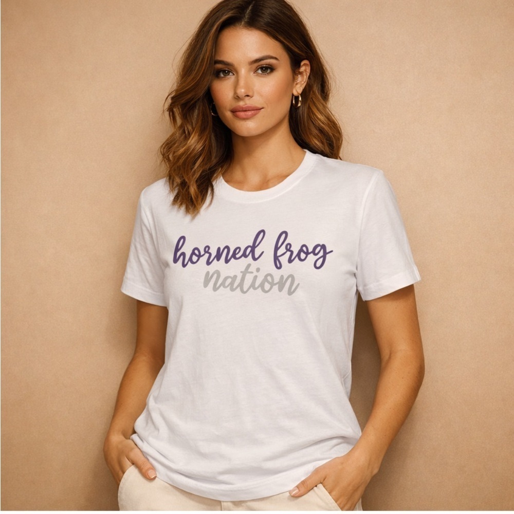Horned Frog Nation Graphic Tee White Collegiate Spirit Shirt Size S